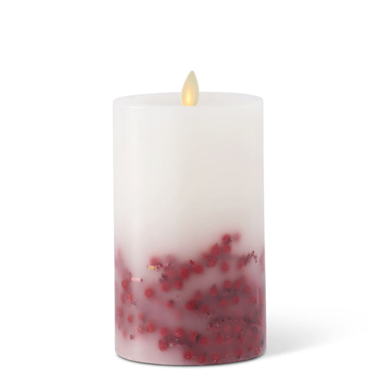 3.5 x 6.5 Inch White Wax Berry Indoor Pillar Luminara Candle Remote