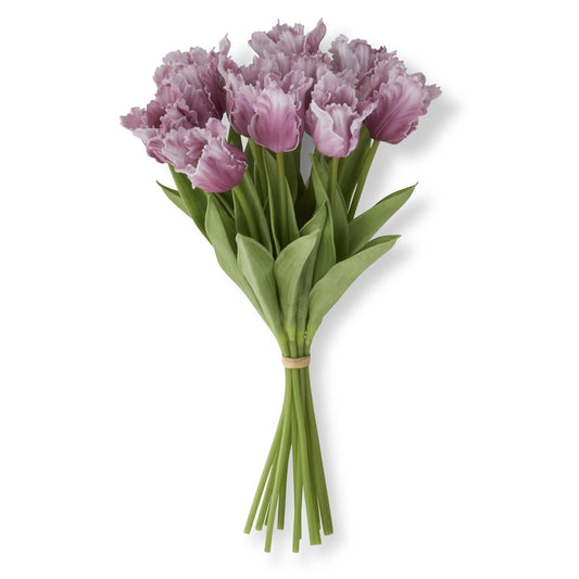 13 Inch Purple Real Touch Parrot Tulip Bundle (12 Stems)