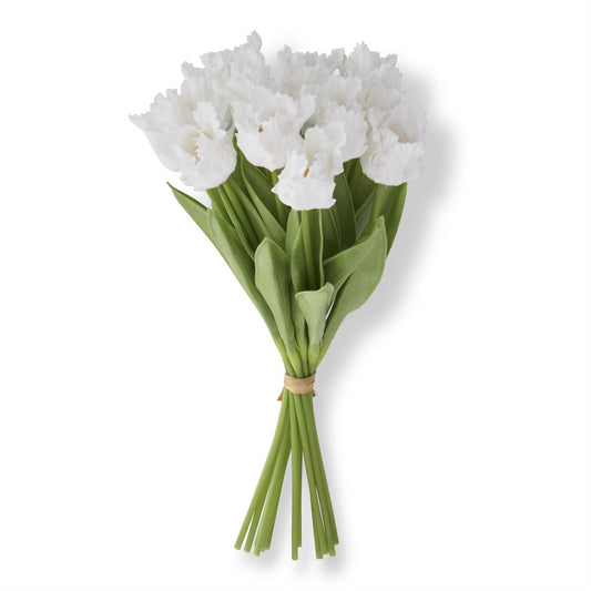 13 Inch White Real Touch Parrot Tulip Bundle (12 Stems)