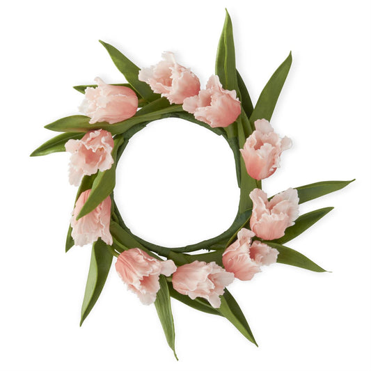 10 Inch Orange Real Touch Parrot Tulip Candle Ring (4.75"Dia.)