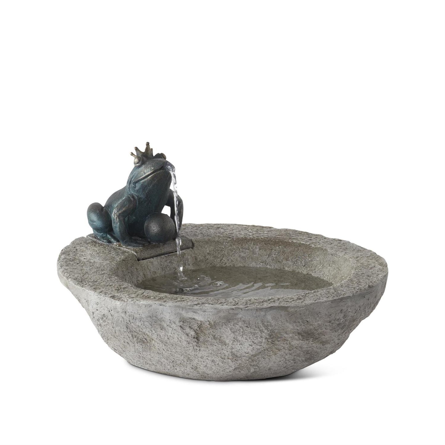 17 Inch Resin Faux  Stone Frog Fountain