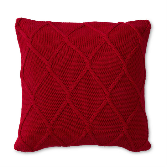 20 Inch Red Diamond Knit Pillow