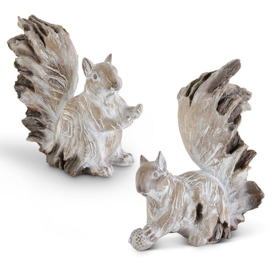 Whitewashed Resin Sitting Squirrel