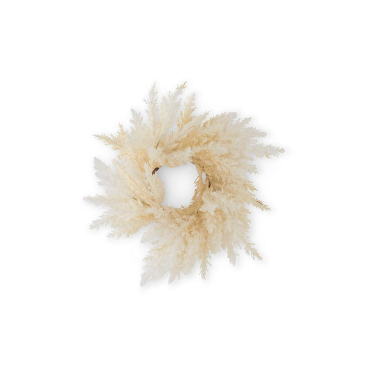 12 Inch Flocked Cream Pampas Grass Candle Ring (3.5Dia.)