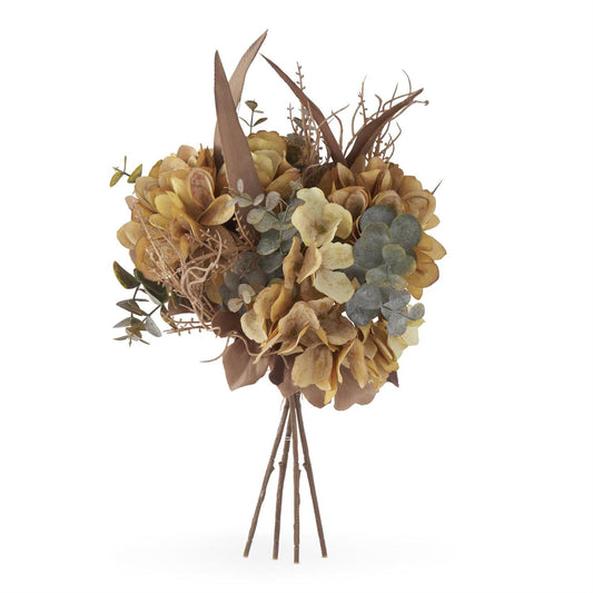 14 INCH YELLOW FAUX DRIED FLORAL BUNDLE (4 STEMS)