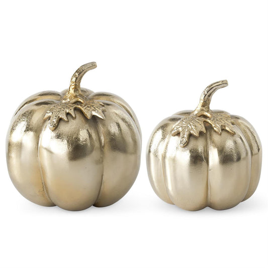 Textured Gold Metal Pumpkins