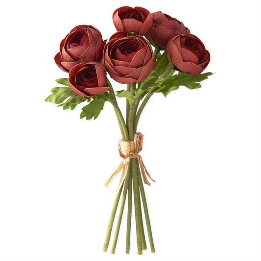 10.75 Inch Rust Real Touch Ranunculus Bundle (6 Stem)