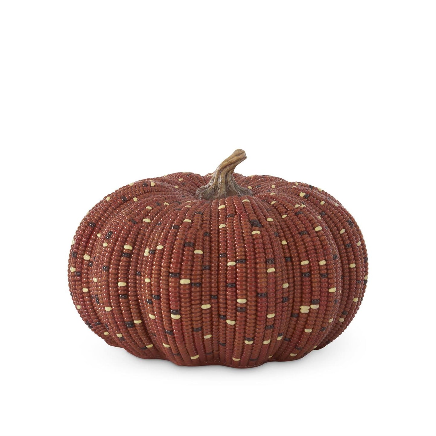 7.25 Inch Dark Orange Resin Indian Corn Pumpkin