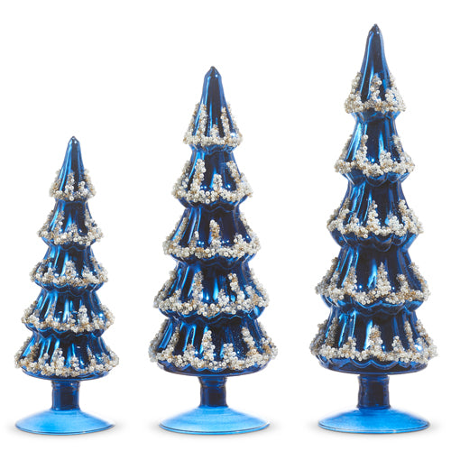 14" BLUE BEADED TREES