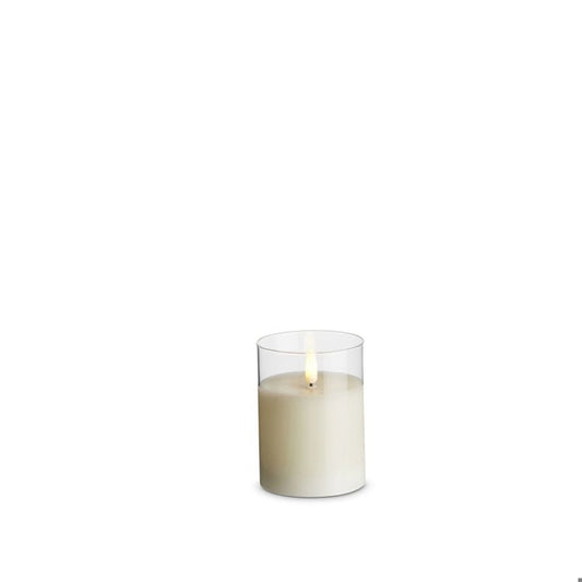 Clear Glass Ivory Pillar Candle