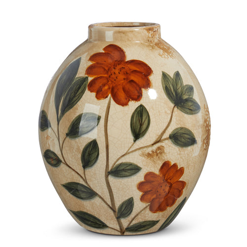 10" PAINTED FLORAL VASE