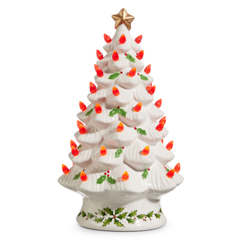 13" LIGHTED VINTAGE HOLLY TREE