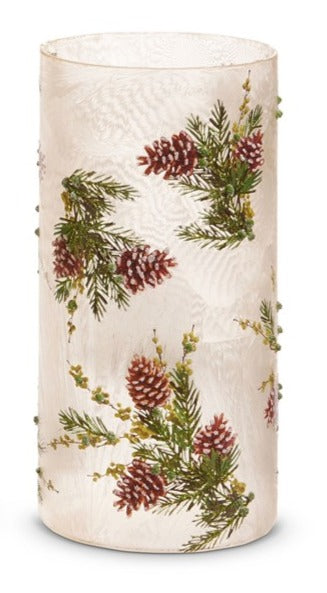 8 inch Evergreen and Pinecone Containers