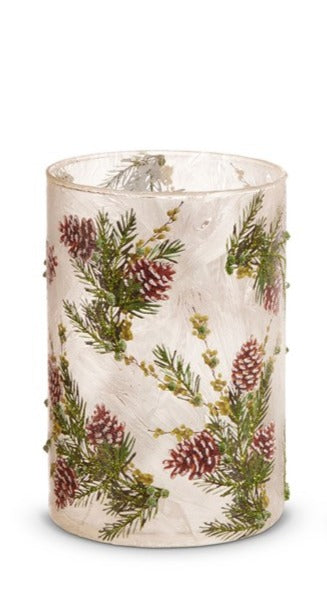 8 inch Evergreen and Pinecone Containers