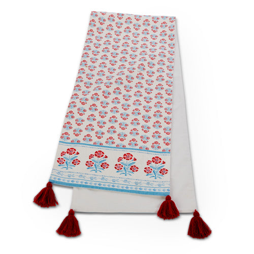 72" RED MUGHAL FLORAL TABLE RUNNER