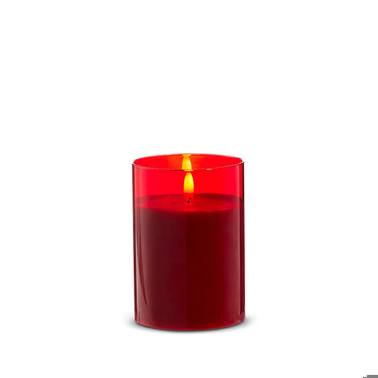 Red Glass Red Pillar Candle