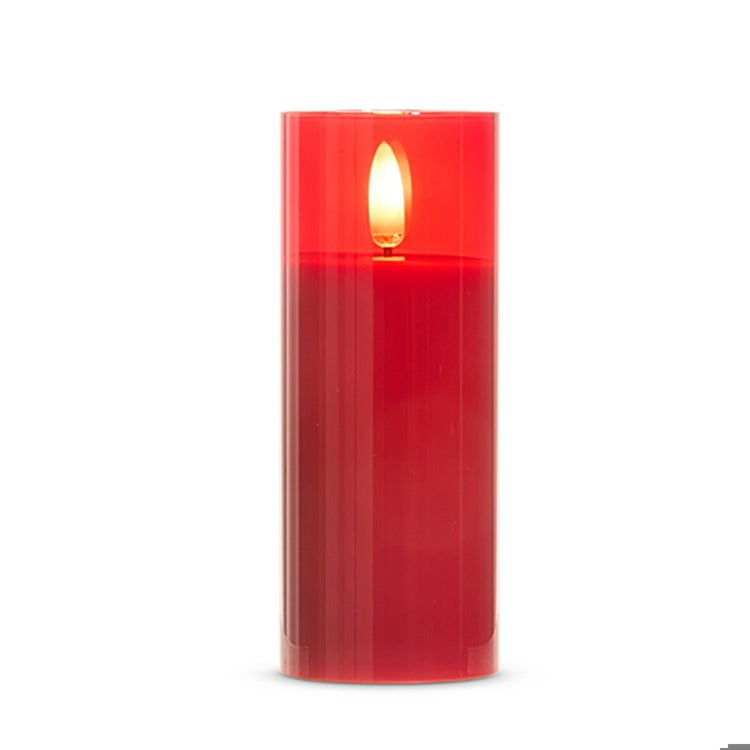 Red Glass Red Pillar Candle