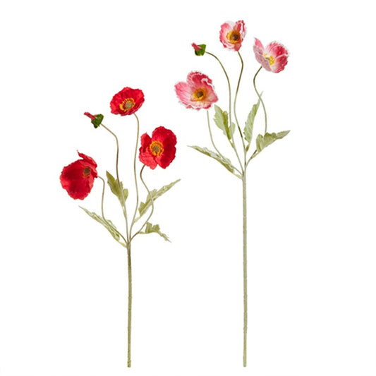 Real Touch Pink & Red Poppy Spray