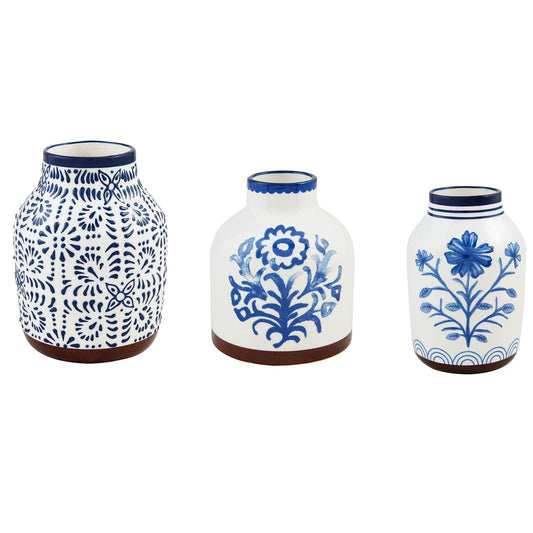 BLUE FLORAL VASES