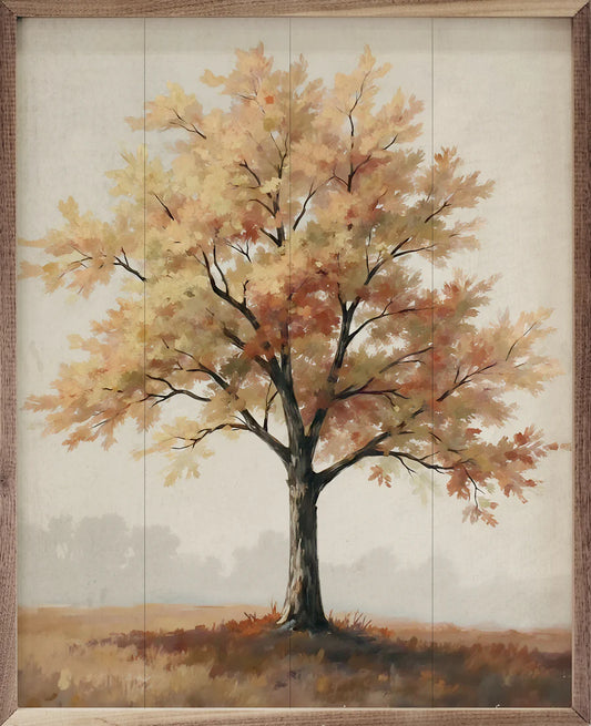 Autumn Tree On Hill