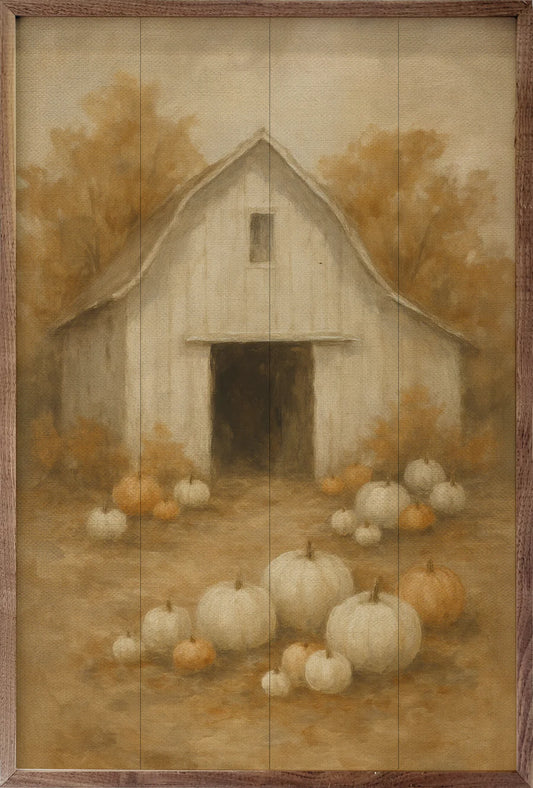 Vintage White Barn Pumpkin Patch