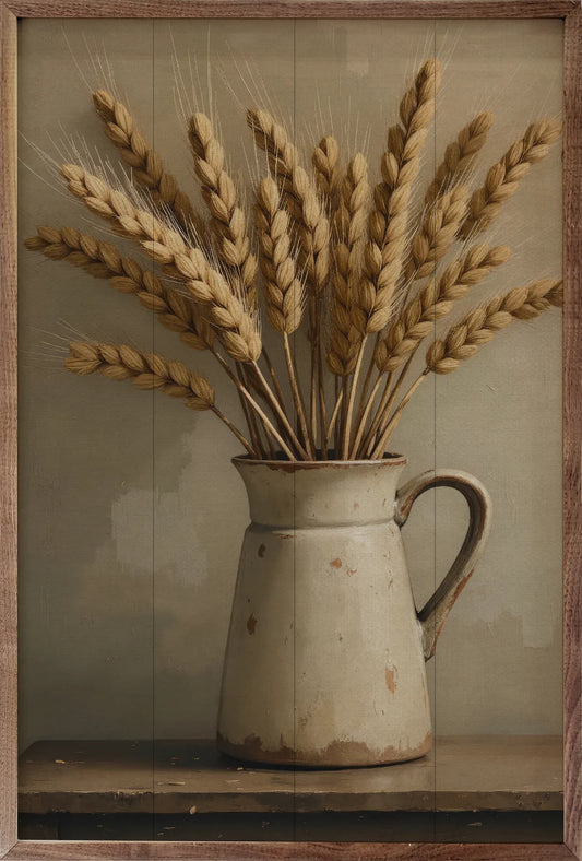 Wheat In White Vase