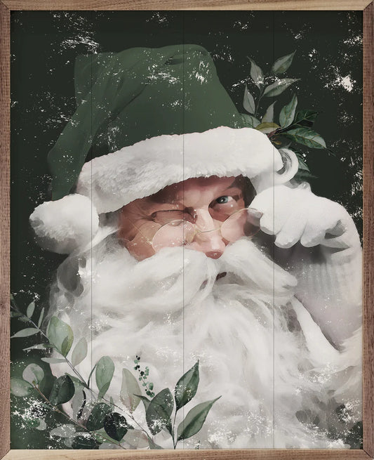Winking Santa With Green Hat