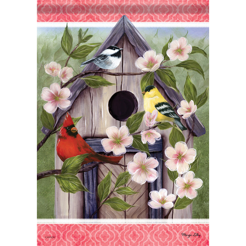 GARDEN FLAG-SPRING BIRDHOUSE