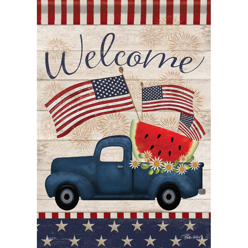 GARDEN FLAG-PATRIOTIC TRUCK