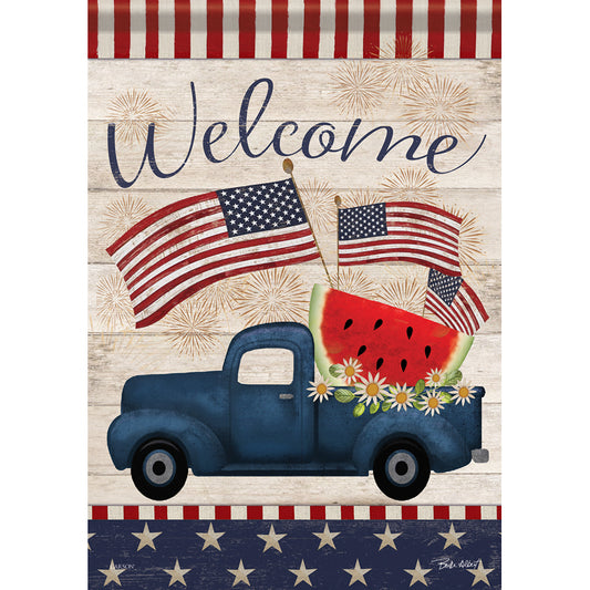 GARDEN FLAG-PATRIOTIC TRUCK