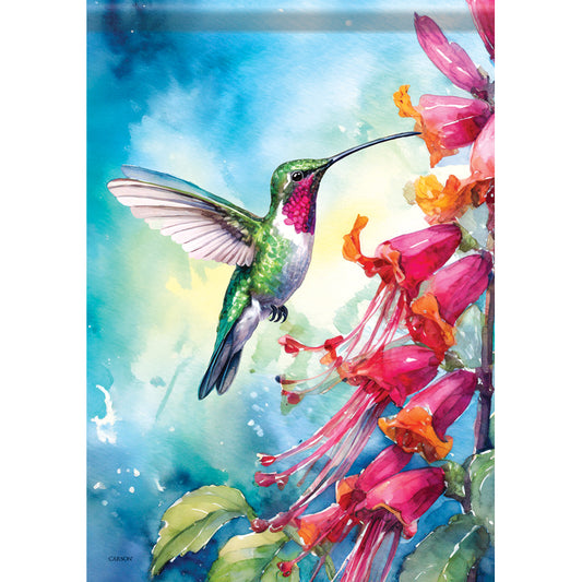 Garden Flag - Hummingbird & Fuchsia