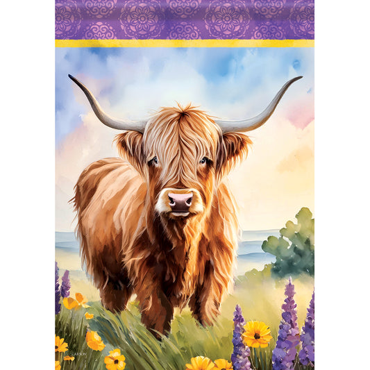 GARDEN FLAG-HIGHLAND COW