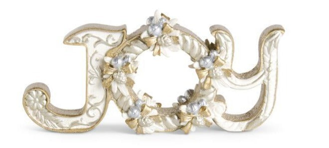 Assorted Cream & Gold Resin Tabletop Cutouts w/Wreath