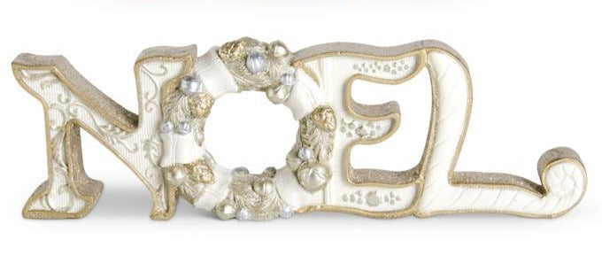 Assorted Cream & Gold Resin Tabletop Cutouts w/Wreath