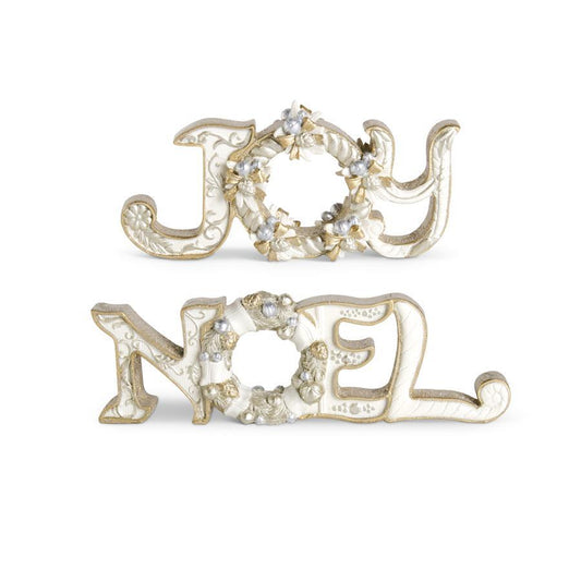 Assorted Cream & Gold Resin Tabletop Cutouts w/Wreath