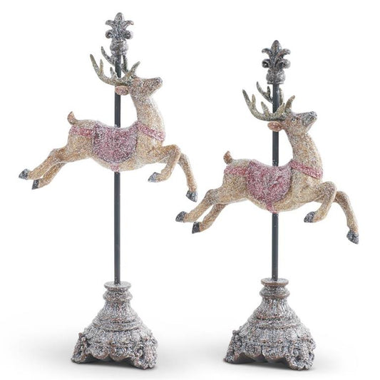 GLITTERED RESIN FINIAL REINDEERS