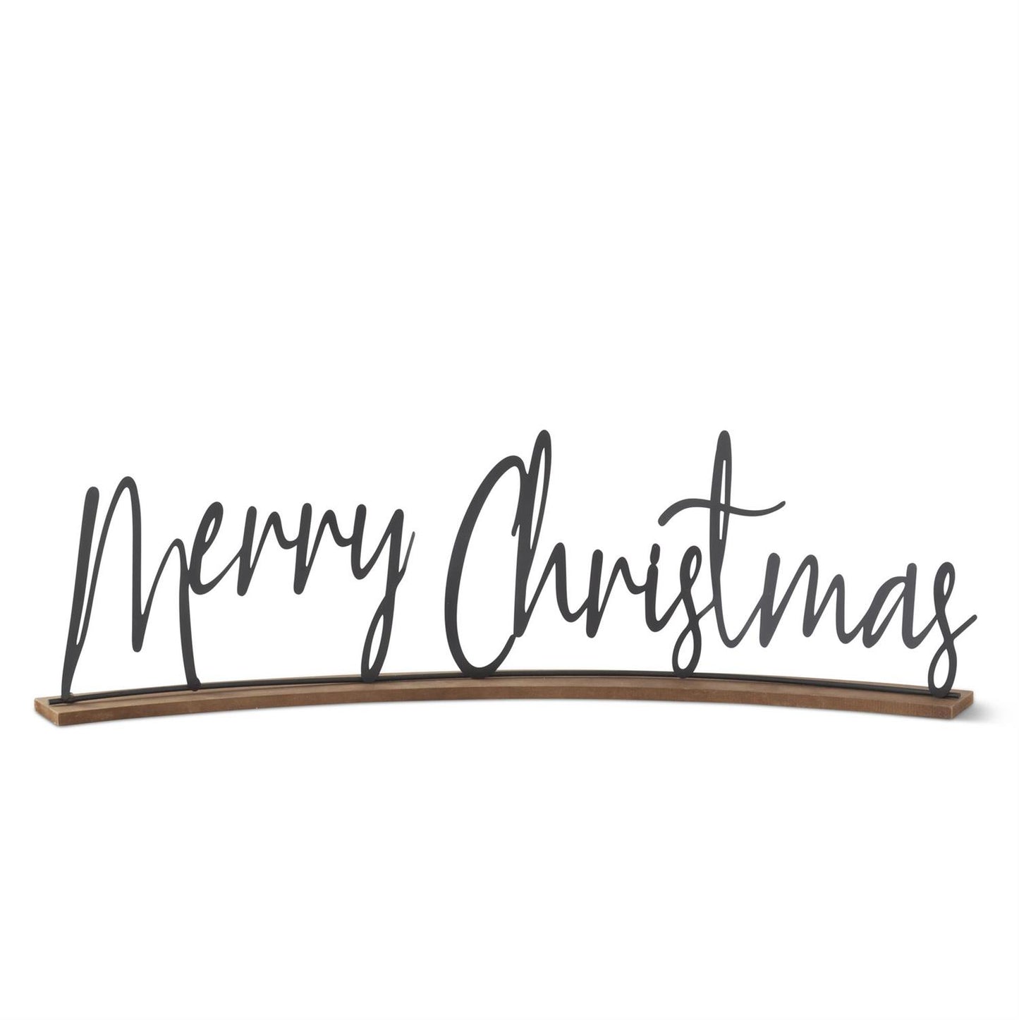 25 INCH CURVED MATTE BLACK METAL MERRY CHRISTMAS SCRIPT TABLETOP CUTOUT
