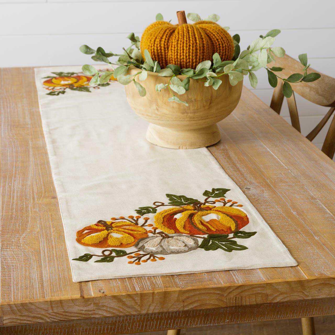 Embroidered Table Runner - Pumpkins