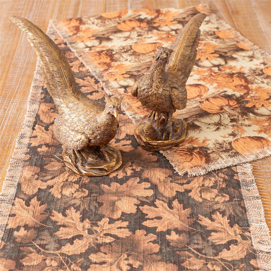 Reversible Table Runner - Fall Leaves And Pumpkins