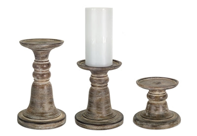 Candle Holder 5"H, 7"H, 9.25"H Stone Powder/Resin