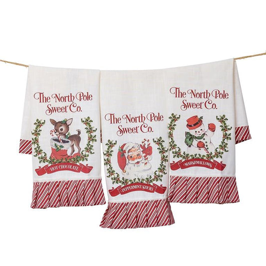 Tea Towels - Vintage Deer, Santa, And Snowman (Set of 3)