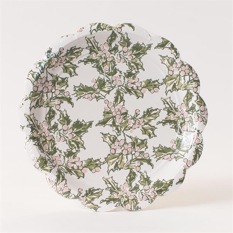 Paper Plates - Frosted Holly - 8 Ct - 6 In