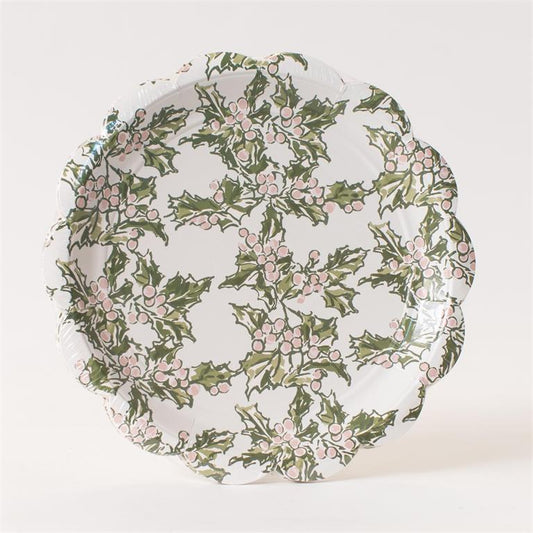 Paper Plates - Frosted Holly - 8 Ct - 6 In