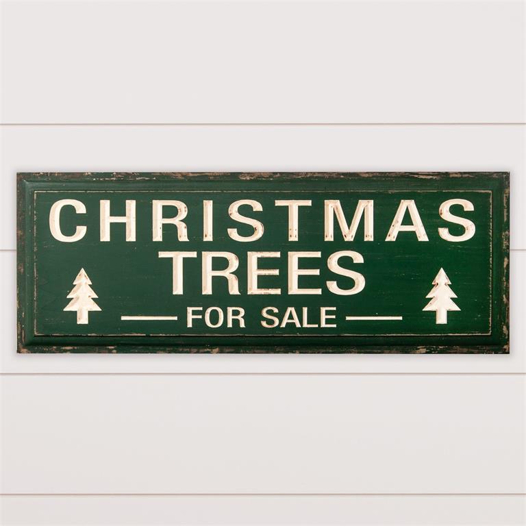 Green Carved Sign - Christmas Trees