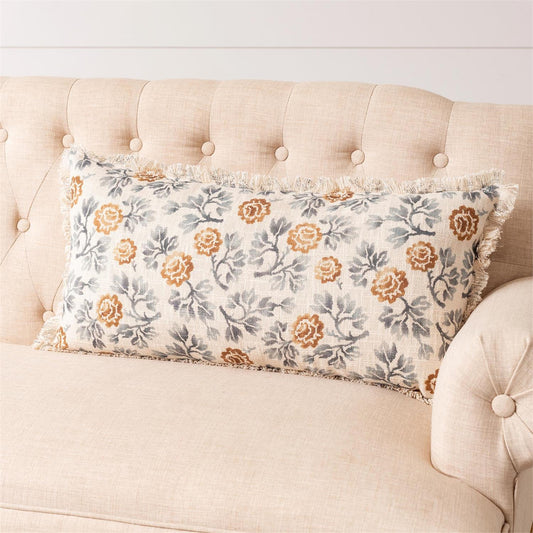 Lumbar Pillow - Blue Floral Motif