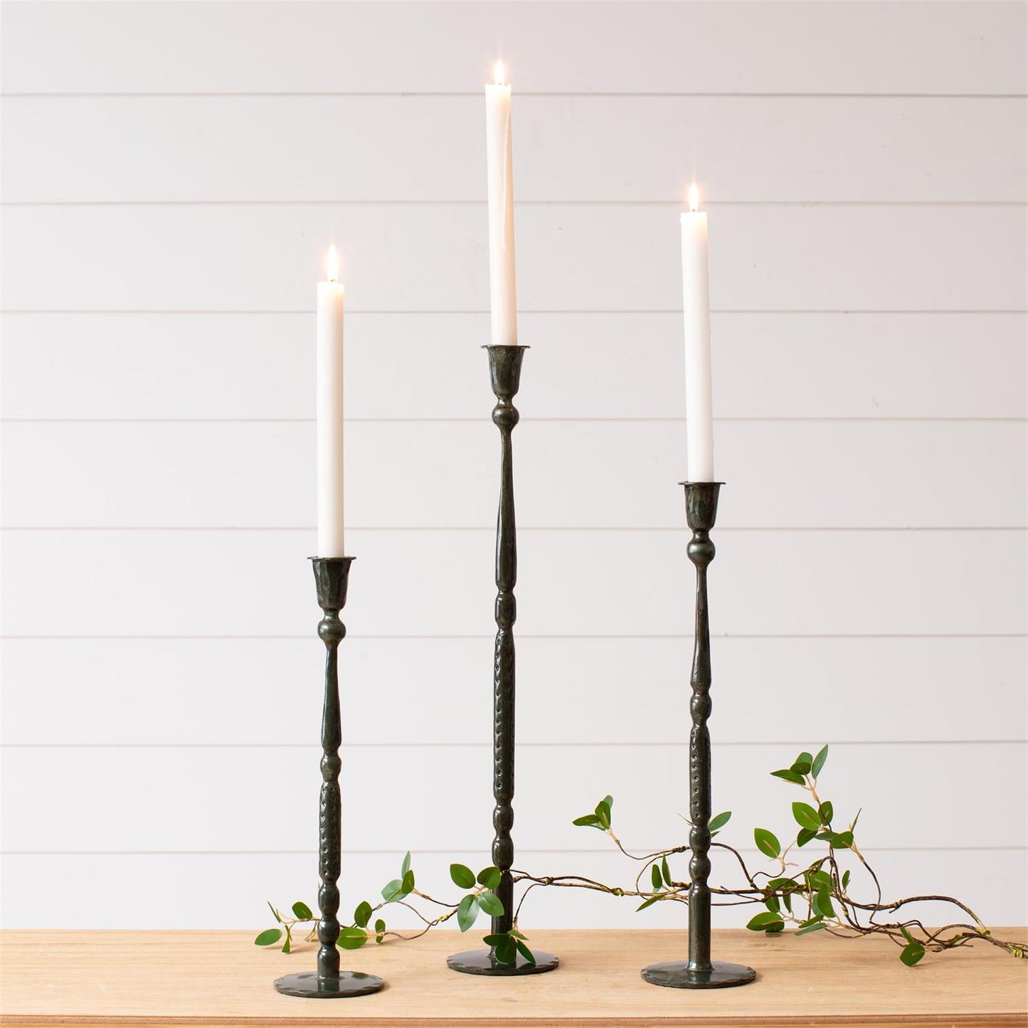 Candle Holder - Dark Green Enamel