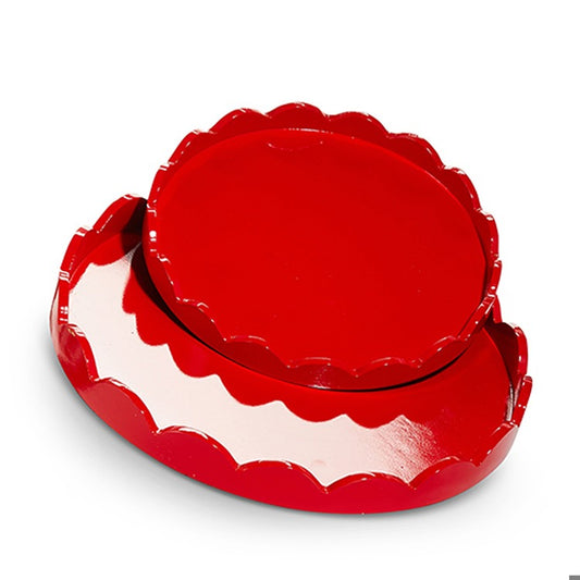 Round Red Scalloped Tray