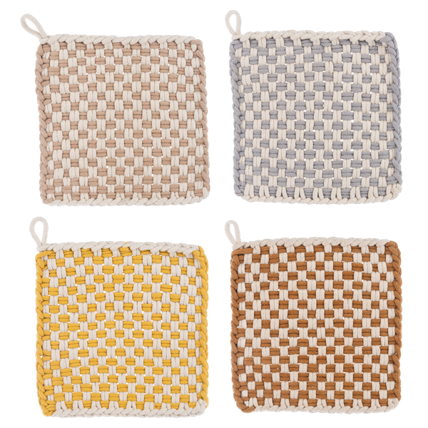 Cotton Crochet Autumn Check Pot Holder