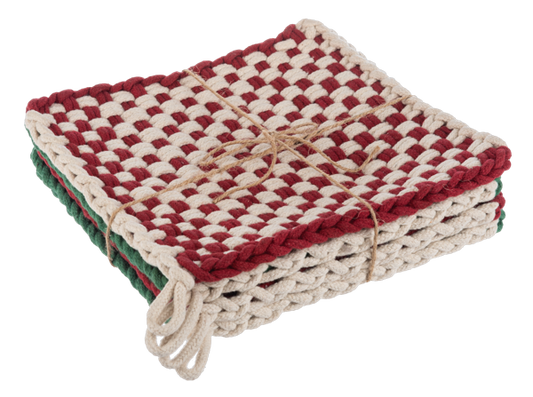 Cotton Crochet Christmas Check Pot Holder