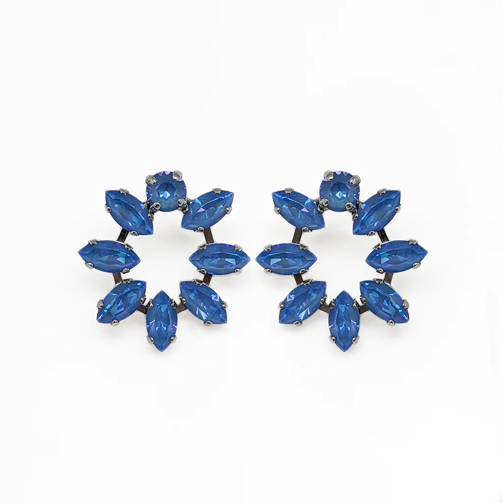 Marquise and Round Open Post Earrings in Sun-Kissed "Ocean